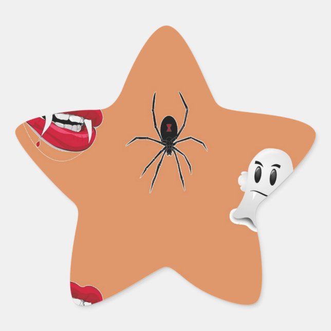 Sticker Étoile Motif d'Halloween sur brun (Devant)