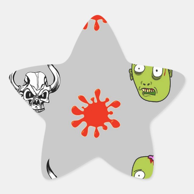 Sticker Étoile Motif d'Halloween sur gris (Devant)