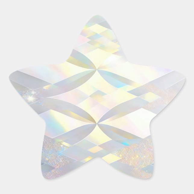 Sticker Étoile Motif diamant blanc iridescent (Devant)