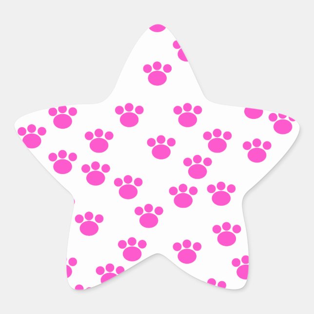Sticker Étoile Motif Empreinte de patte rose et blanc. (Devant)