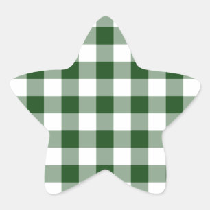 Sticker Étoile Motif En vichy vert et blanc