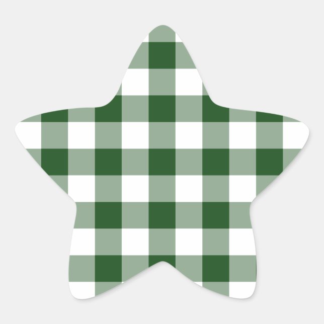 Sticker Étoile Motif En vichy vert et blanc (Devant)