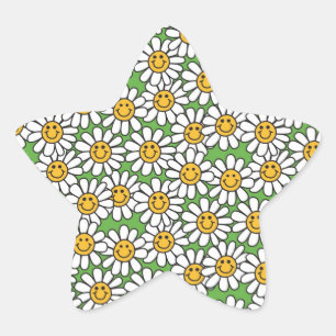 Sticker Étoile Motif Fleurs marguerites