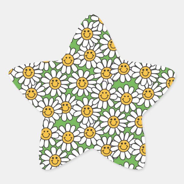 Sticker Étoile Motif Fleurs marguerites (Devant)