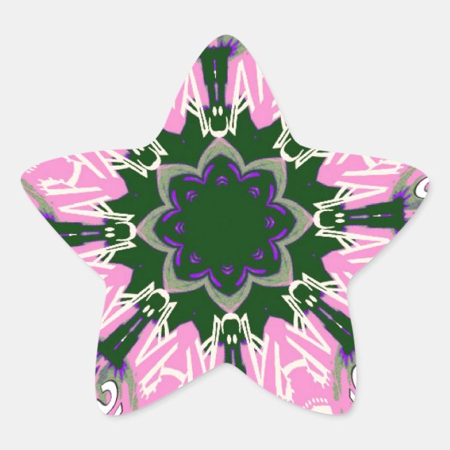 Sticker Étoile Motif Motif Monogramme noir et rose joli (Devant)