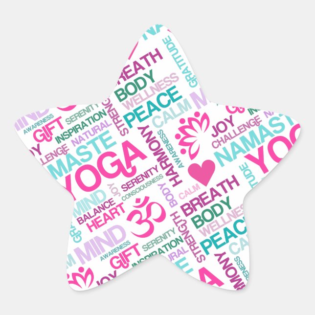 Sticker Étoile Namaste, Paix et Harmonie rose YOGA Motif (Devant)