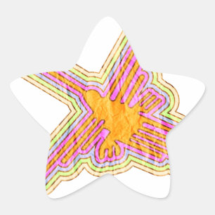 Sticker Étoile Nazca Lignes Colibri Avec Effet Papier Rincé