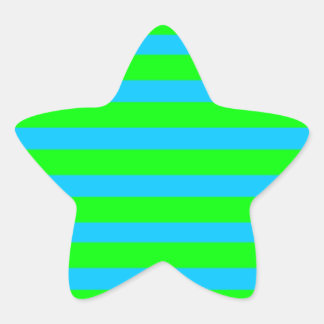 Sticker Étoile Neon Lime Green and Teal Blue Stripes