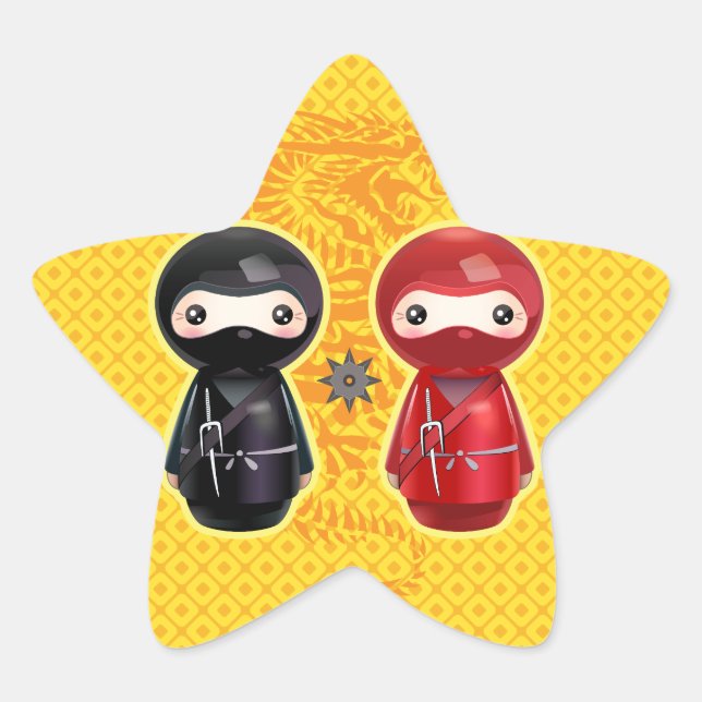 Sticker Étoile Ninja Kokeshi (Devant)