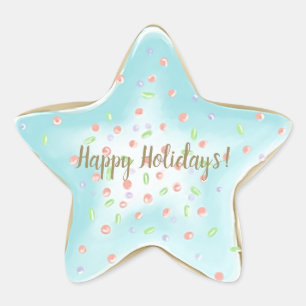 Sticker Étoile Noël Bleu Frosted Sucre Cookie Holiday
