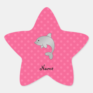 Sticker Étoile Nom personnalisé dauphin pois roses