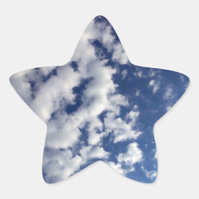 Sticker Étoile Nuages Puffy Sur Ciel Bleu (Devant)