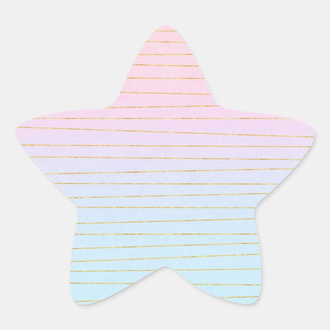 Sticker Étoile Ombre bleu rose avec lignes or (Devant)