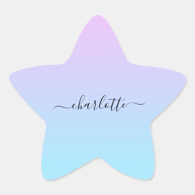 Sticker Étoile Ombré rose et turquoise (Devant)