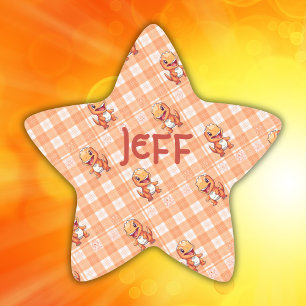 Sticker Étoile Orange Buffalo vérifier avec des dinosaures et des