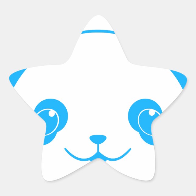 Sticker Étoile Ours bleu Kawaii Panda (Devant)