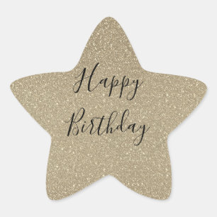 Sticker Étoile Pailleté Or Noir Doré Joyeux Anniversaire Classiqu