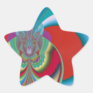 Sticker Étoile Papillon de printemps, explosion de couleurs abstr