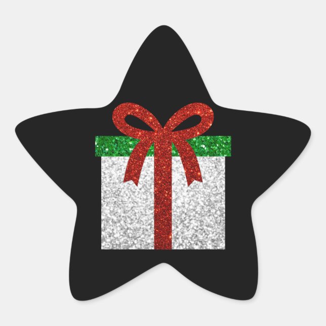 Sticker Étoile Parties scintillant cadeau de Noël (Devant)