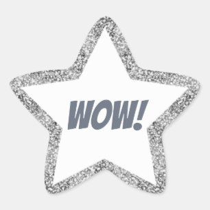Sticker Étoile Parties scintillant d'Argent Faux Wow ! Enseignant