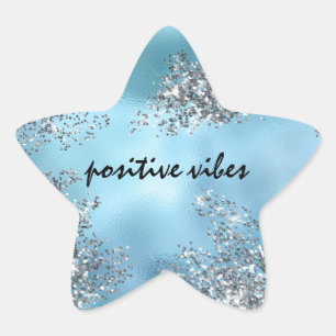Sticker Étoile Parties scintillant en argent bleu Aqua