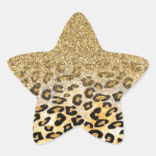 Sticker Étoile Parties scintillant moderne Leopard Motif Gold Om
