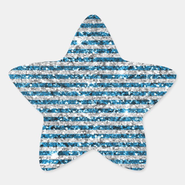 Sticker Étoile Parties scintillant Turquoise Argent (Devant)