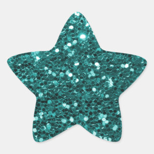 Sticker Étoile Parties scintillantes turquoises chics de Faux
