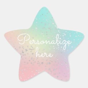 Sticker Étoile Pastel tourbillon holographique et argent étoiles 