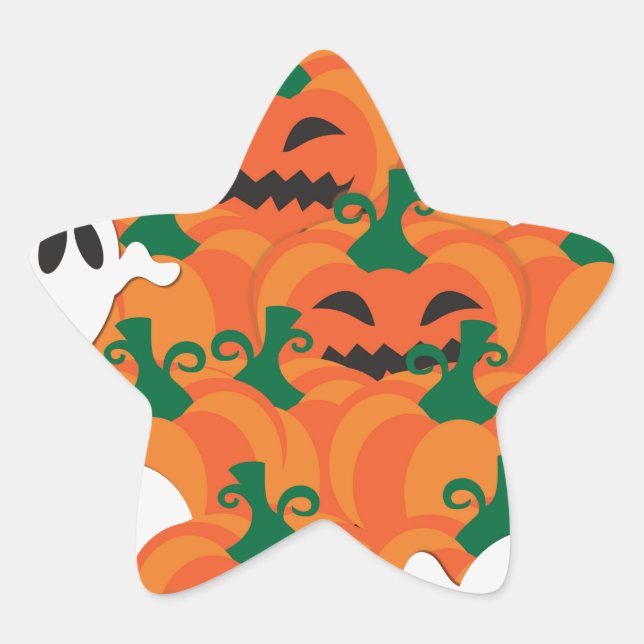 Sticker Étoile Patch Citrouille Haunted Halloween Ghosts (Devant)