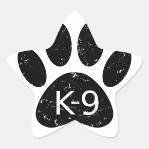 Sticker Étoile Paw Chien en Perdu Grunge K-9