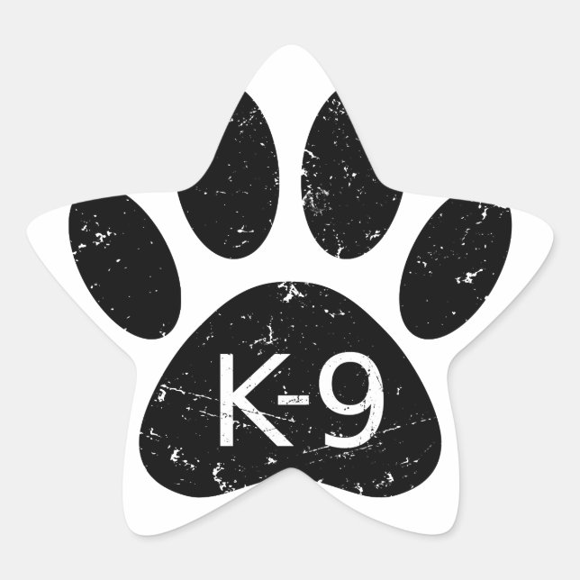 Sticker Étoile Paw Chien en Perdu Grunge K-9 (Devant)