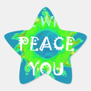 Sticker Étoile Peace Be With You : Inspirant Vert et Jaune
