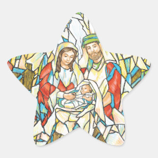 Sticker Étoile Peinture de la nativité en verre tendu