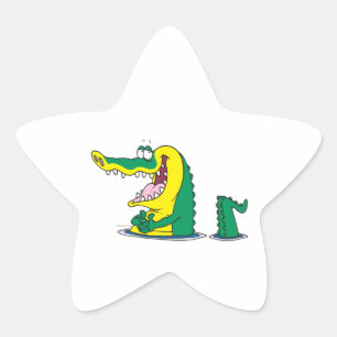 Sticker Étoile personnage de dessin humoristique de crocodile d'a