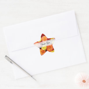 Sticker Étoile Personnalisé "Merci" Rose jaune/rouge/orange