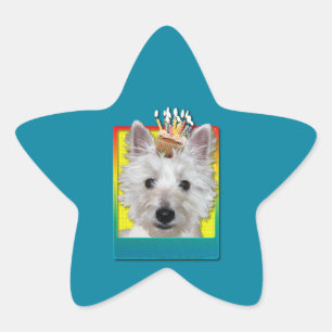 Sticker Étoile Petit gâteau d'anniversaire - Westie - réservoir
