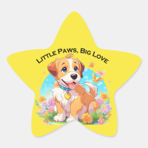 Sticker Étoile Petits Poches De Chiot Mignonne Grand Amour