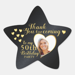 Sticker Étoile Photo de remerciement pour 50e anniversaire noir e