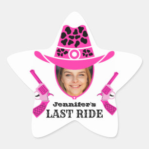 Sticker Étoile Photo personnalisée de Cowgirl rose   
