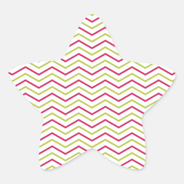 Sticker Étoile Pink et Lime Chevron (Devant)