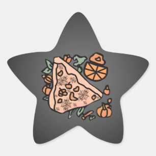 Sticker Étoile Pizza Rétro avec une touche de citrouille