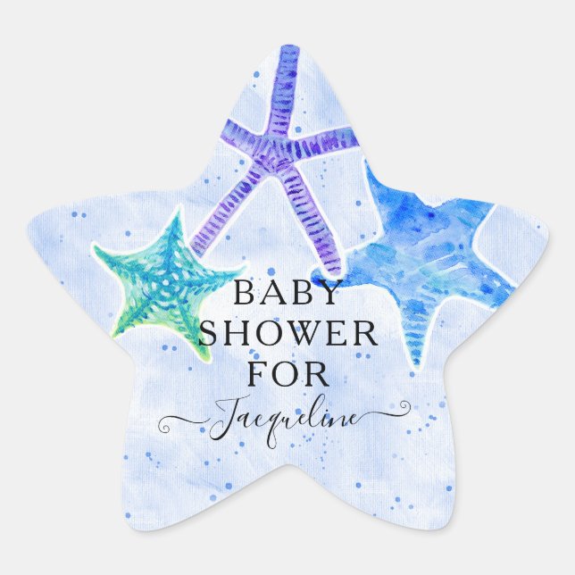 Sticker Étoile Plage Bord de mer Bleu Starfish Bébé Garçon Douche (Devant)
