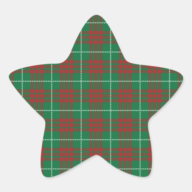Sticker Étoile Plaid vert et rouge (Devant)
