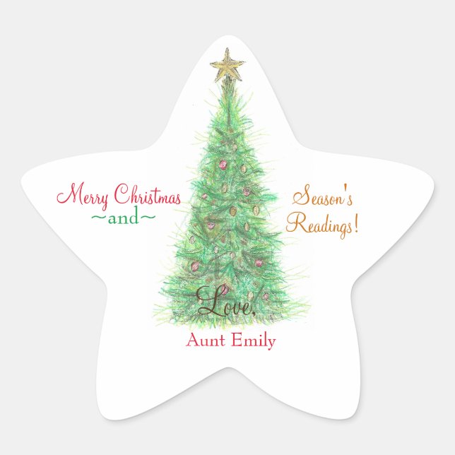 Sticker Étoile Plaque cadeau de Noël personnalisée (Devant)