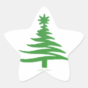 Sticker Étoile Pochoir d'arbre de Noël vert