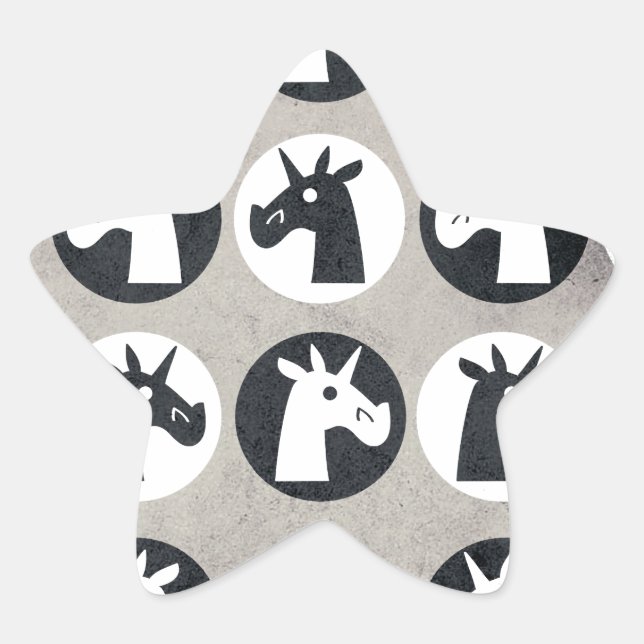 Sticker Étoile Points Unicorne B&W (Devant)
