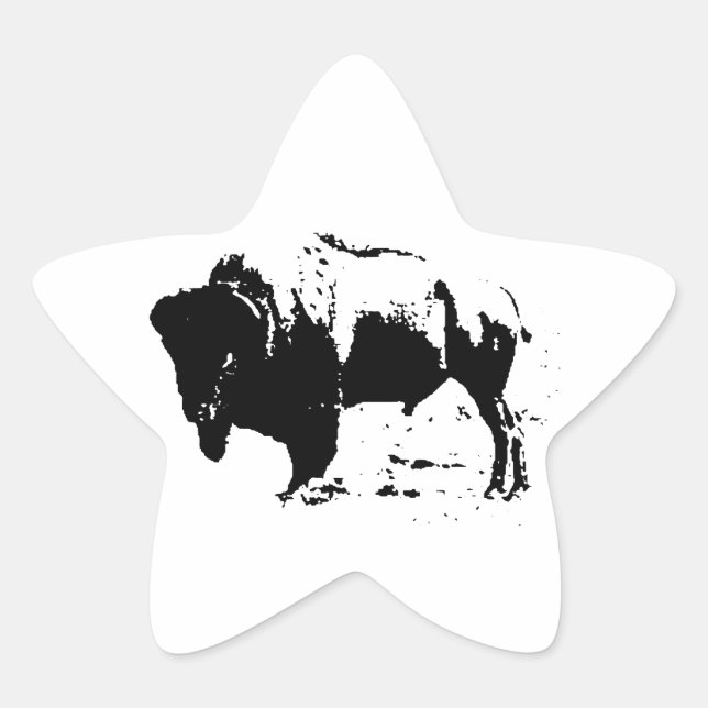 Sticker Étoile Pop Art noir et blanc Buffalo Silhouette (Devant)