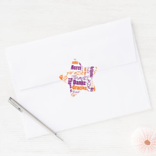 Sticker Étoile Purple Orange Multilingual Typography Collage