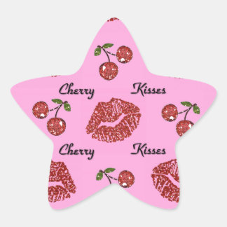 Sticker Étoile RAB Rockabilly Cherry Kisses on Pink